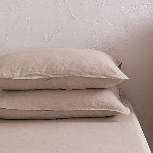 ATLINIA 100% Linen Pillowcases Set of 2, Standard Size 20\'\' x 26\'\' Pillow Case, Linen Pillow Sham Flax - Thumbnail 3