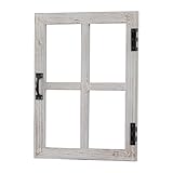 Sintosin Small Rustic Window Frame Wall Decor 12 X 16 Inch, Hanging Handmade Washed White Wooden Farmhouse Faux Window Wall Decor for Living Room Bedroom Entryway Hallway, Horizontal or Vertical