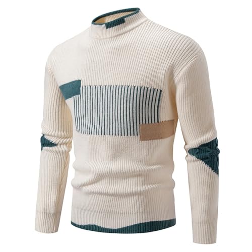 Men's Casual Lightweight Sweater Color Block Knitted Sweaters Patchwork Vintage Ethnic Style Long Sleeve Sweaters