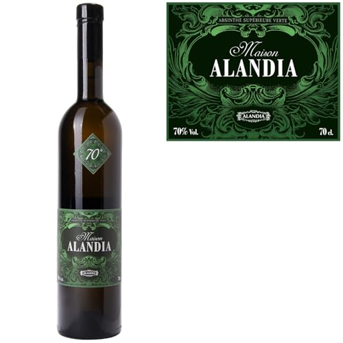 Absinth Maison ALANDIA | Gold prämierter Absinthe aus Deutschland | Traditionelle Rezeptur | Mit 16 Kräutern destilliert | 70% Vol. | Handverkorkte Flasche | (1x 0,7 l)