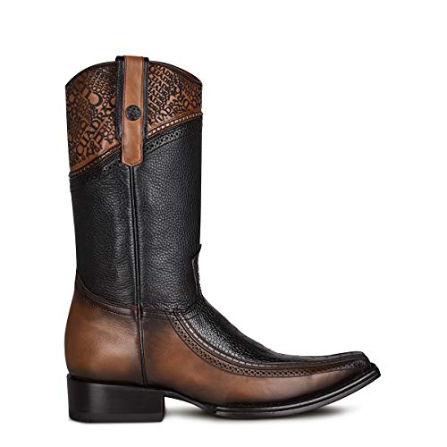 Cuadra Men's Cowboy Boot in Genuine Ostrich Leg Leather Black