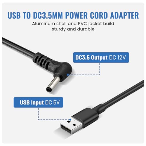 EWAY USB to DC Car Charger Cable for Furrion FOS07TADS Vision S Monitor Power Supply Cord, Replacement for FOS48TA-BL FOS48TAPK-BL Hitch Wireless Backup Camera 7 inch Screen Display Charging Cable