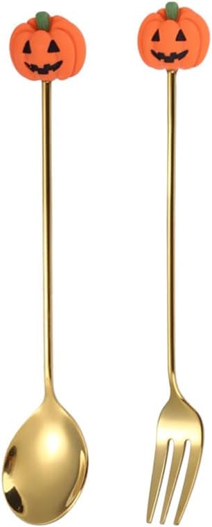 Silverware Set, 1/4/6/8 Pieces Halloween Cutlery Forks Creative Cartoon Dessert Forks Fruit Forks Dessert Forks, Home Cutlery Flatware Set(Black,8 Pieces)