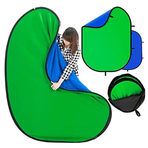 Blue Green Screen Backdrop Double Sided Collapsible Greenscreen Backdrop with Carrying Bag,Portable Pop Up Green Screen Background for Streaming Webcam 39.4 * 59.1"