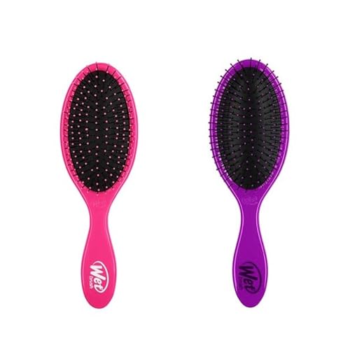 Wetbrush Original Detangler with Ultra Soft Intelliflex Bristles to Gently Separate Knots With Ease Does Not Rip Hair For All Hair Types Pink & Purple BUNDLE