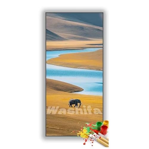 �������G �i�� �� �����h��G �L�b�g DIY ��l ���S�Ҍ��� �f�W�^�����G ��h�� �����L�b�g�ɂ��G�� Paint By Numbers �A�N�����y�C���g ���ʉ� �����Ńy�C���g �z�[�� �I�t�B�X���� �M�t�g 25x50 cm, �t���[���Ȃ�