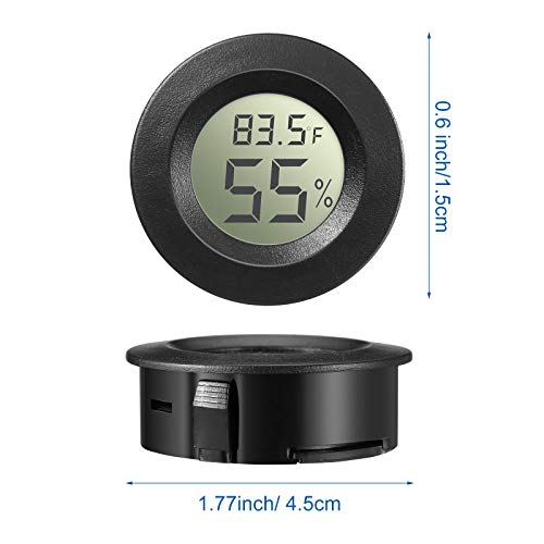 Weewooday Mini Hygrometer Thermometer Digital LCD Monitor Indoor/Outdoor Room Humidity Meter Temperature Gauge for Greenhouse Garden Reptile Incubator Cellar ℉/℃(Black,8 Pcs) by Weewooday - Image 2