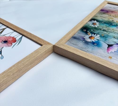 Image of Framed Colorful Flowers Bathroom Wall Art Decor, Blue Floral Picture Canvas Print White Daisy Painting Artwork for Bedroom Office Decoration 12 inchx16 inchx2 Panels