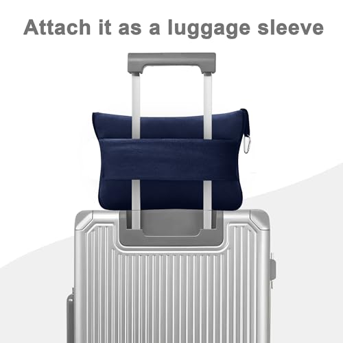 Image of Fleece Blanket 40 inchx65 inch for Travel with Portable Storage Bag (Navy)