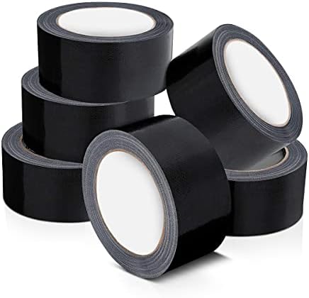 Pack of 6 Black Duct Tape 48mm x 45m | Strong Adhesive Gaffer Tape Water Resistance | Black Tape Ideally Used to Repair Wrap Strong Packing Boxes | Cloth Tape for Indoor/Outdoor