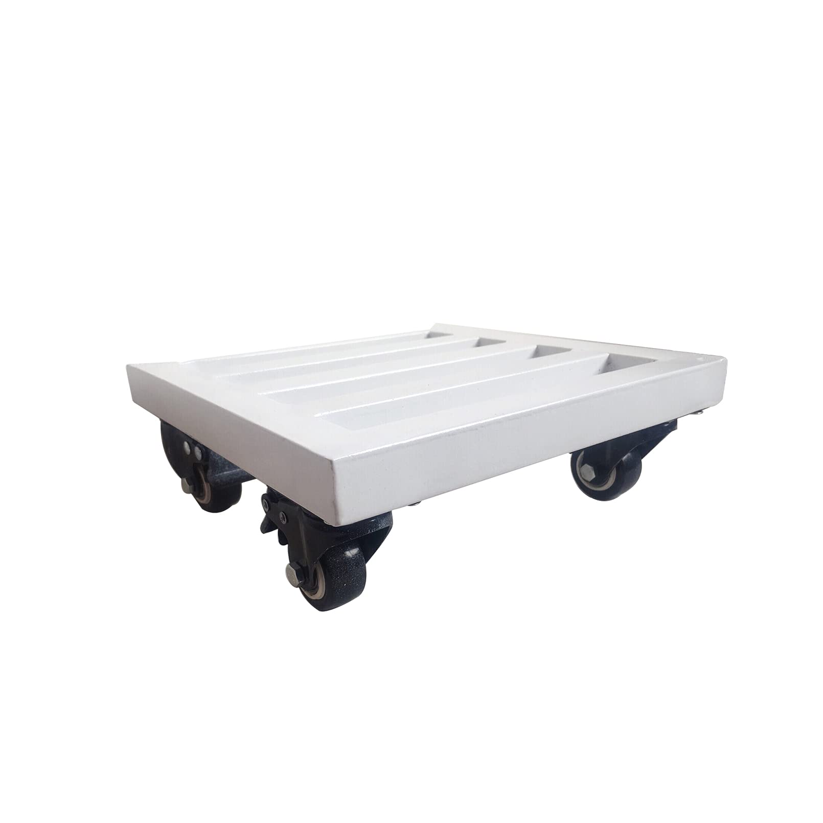 Portavasi in metallo con ruote, 40 x 40 cm, resistente, per giardino, patio, può contenere fino a 150 kg, colore bianco