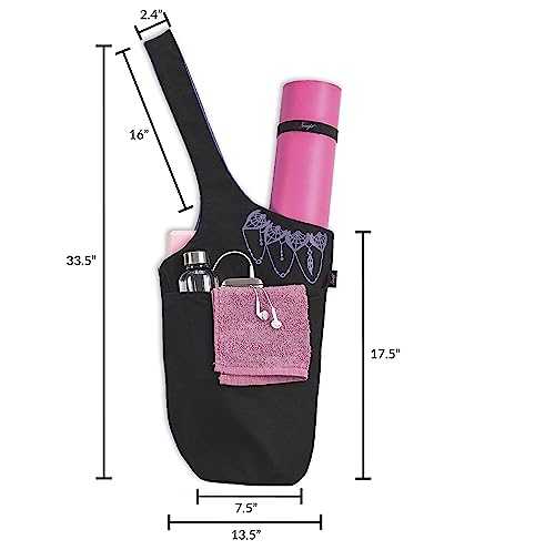 Zenifit Yoga Mat Bag – Versatile Yoga Bag with Mat Straps & Storage Pockets, Holds Yoga & Pilates Mats, Lightweight & Durable, Black and Lavender - Thumbnail 4