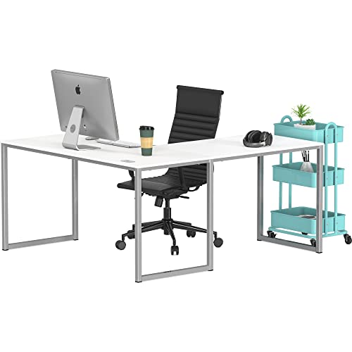 SHW Mission 55 x 60 L-Shape Home Office Computer Desk, White by SHW - Used condition - Image 6