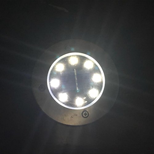 8 LED Waterproof Solar Power Ground Lamp Buried Light,Tuscom Outdoor Pathway Garden Decking Driveway Patio Lawn Yard Landscape Spike Lighting (Cool White)