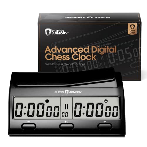 Chess Armory Advanced Digital Chess Clock - Portable Timer with Tournament and Bonus Time Features