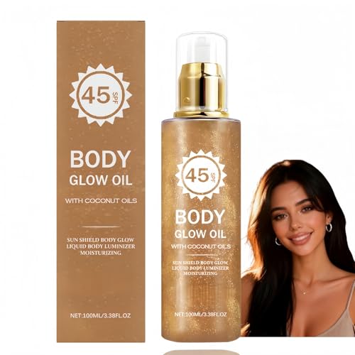 Image of Bronze Body Shimmer Oil,Shimmer Body Lotion with Coconut Oil,Face & Body Glow Shimmer,Refreshing Non-greasy Moisturiser & Glow Oil,High-Gloss Body Oil for Women Daily Use,Skin Care & Massage Oil