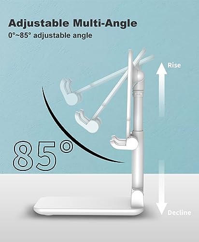 Image of Florican Height & Angle Adjustable Mobile Holder Stand for All Mobiles Upto 6.7 inch | Super Sturdy, Metal Base, Anti-Slip, Scratch Resistant, Portable Mobile Holder (White)