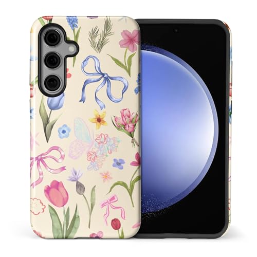 Coque Samsung Galaxy S24 FE rigide silicone esthétique fleur preppy