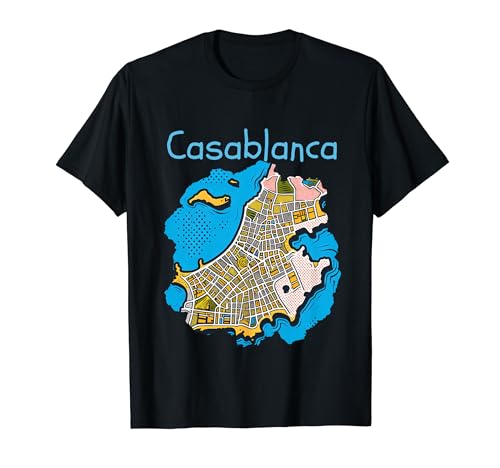 Mapa de Souvenir de Marruecos Casablanca Camiseta