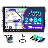 【2G RAM +64G ROM & Android system】Stereo cuenta con sistema Android, 2GRAM+64GROM, soporta un mejor rendimiento en los vehículos. La pantalla táctil HD de 9 pulgadas totalmente capacitiva es fácil de manejar y ofrece una imagen detallada