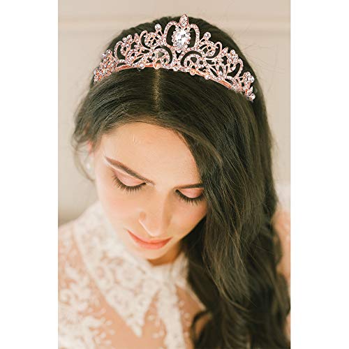 Chanaco Coroas para mulheres, coroa de princesa, tiara de ouro rosa, tiaras para mulheres, coroa de
