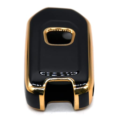 Image of KMH TPU Gold Car Smart Key Cover Compatible for Honda City, Civic, Jazz, Amaze, CR-V, WR-V, BR-V 3 Push Button Smart Key Shell Case Holder, Key Protecter (Black Gold) Pack of 1
