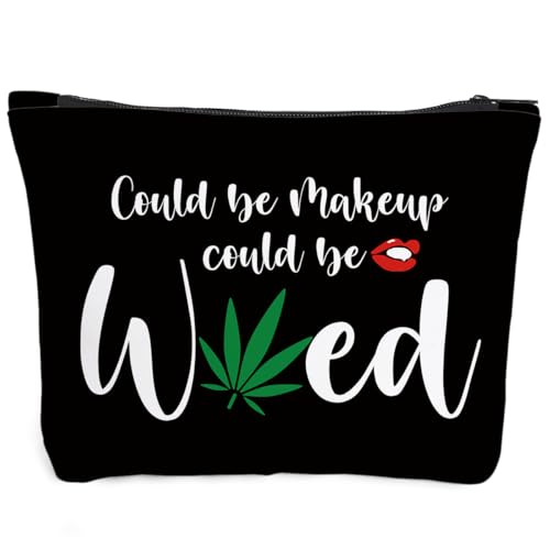Makeup Bag, Travel Cosmetic Bag, For Women Best Friends Sister Funny Weed Gifts, Small Makeup Zipper Pouch Travel Accessories Organizer Bag Toiletry Case Gifts for Birthday Christmas. Black