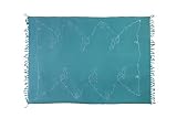 Handarbeit Ciffre Sarong Pareo Wickelrock Strandtuch Lunghi Dhoti Schlicht Blickdicht Einfarbig Stickerei Uni Grau Grün Blau Rot Lila Braun Türkis Fuchsia Orange Pink (Petrol Blau)