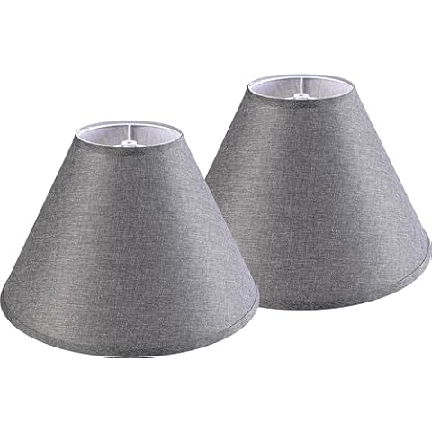 GO&SO Lamp Shades Set of 2 Large Gray Lamp Shades for Table Lamps, 6.5" Top x 16.3" Bottom x 6.6" High, Linen Lamp Shade Replacement for Floor Lamp, Bedside Lamp, Spider Lamp Cover, Assembly Required Cover