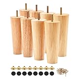 Wood Furniture Legs 6 Inch Straight, Sofa Legs Set of 8, Replacement Legs for Couch, Cabinet, Table,