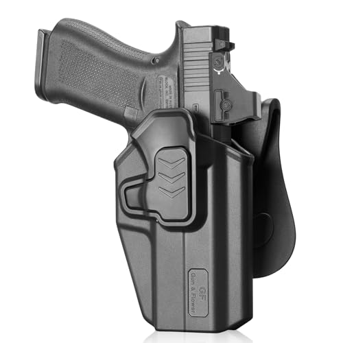 GUN & FLOWER OWB Holster for Glock 43 43X 48 MOS, Outside Waistband Holster with Level II Retention, 360° Adjustable Silicone Paddle, Injection Molded Polymer