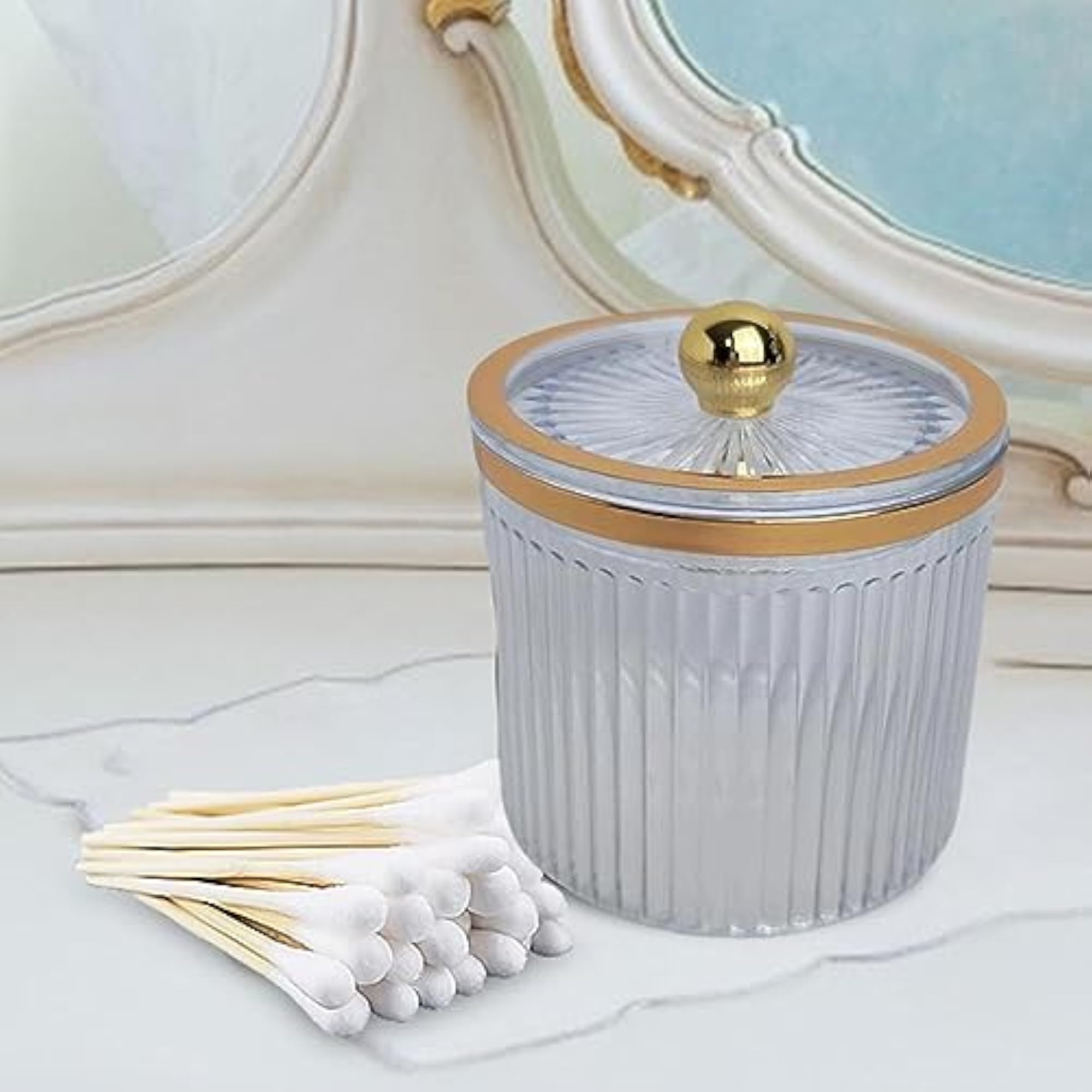 Makeup Cotton Swab Pad Holder with Lid, Qtip Dispenser