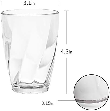 Vuisut Plastic Tumblers Acrylic Glasses Set of 4 Clear Kids Cups Unbreakable Reusable Stackable Glasses for Picnics BBQ Camping Parties and Everyday (Clear 13oz)