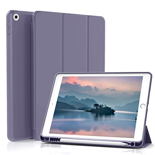 ZOYU Case for iPad 6th Generation 2018 / 5th Gen 2017 9.7 Inch with Pencil Holder, Slim Lightweight Smart Trifold Stand Protective Cover, TPU Soft Silicone Magnetic Auto Sleep/Wake, Purple