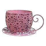 FQRDKT Planter Pot Flowerpot Art Indoor Outdoor Plant Pots Flower Pots Teacup Flower Pot for Farmhouse Restaurant Hotel, Pink