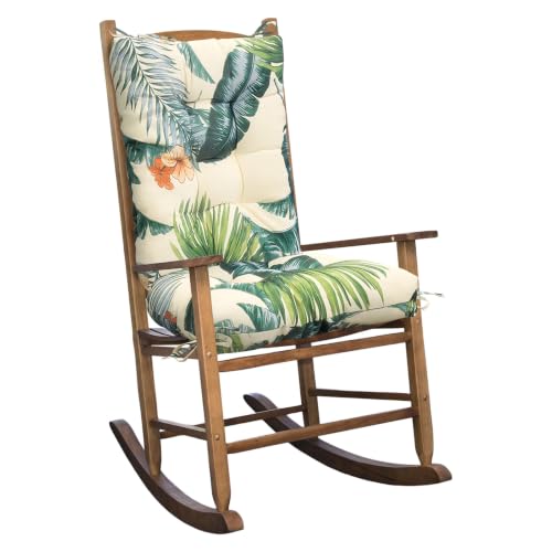 TESICA White Green Outdoor Rocking Chair Cushion for Patio