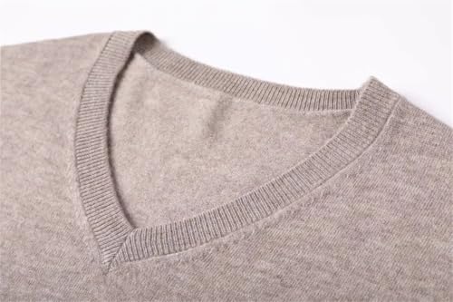 Men Solid V-Neck Long Sleeve Soft Top Autumn Winter Warm Wool Sweater3