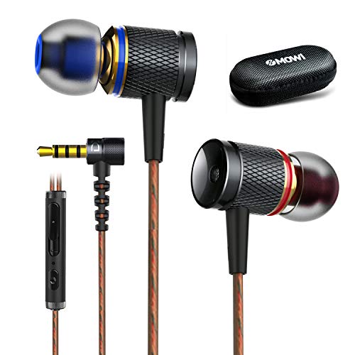 xMowi Earphone Gaming Metal Earbuds 3.5mm bass Headphones with mic & Volume Tangle-Free Cable, Carry Bag Inside, for PS4, Xbox one, PC, Nintendo Switch, Mobile Phone and Laptop (Black)