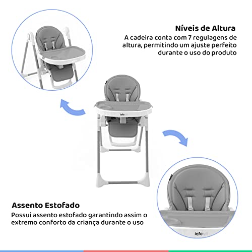 Cadeira De Alimentação P/ Bebê Pepper (18kgs) Cinza Infanti