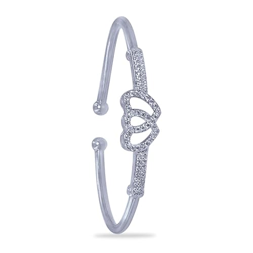 925 Sterling Silver Heart Bangle For Women