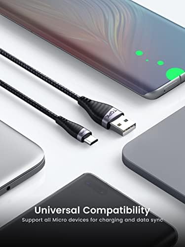 TOPK Micro USB Cable [2Pack 2M] Nylon Braided USB A to Micro USB Charger Cable Data Sync Cord for Android, Samsung, HTC, Nokia, Sony and More