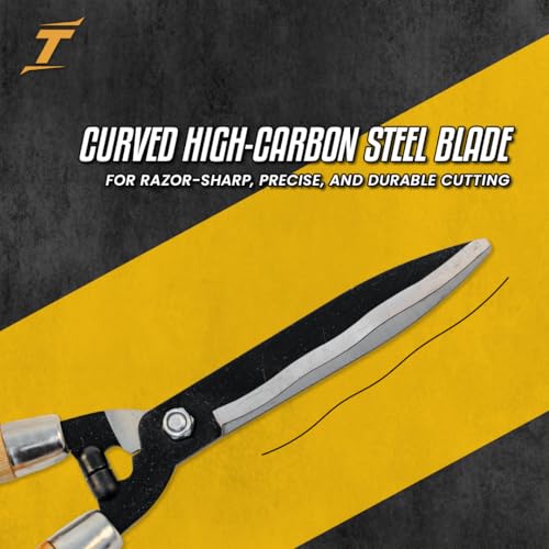 Image of TOMAHAWK 21 inch Hedge Shears - For Trimming Plants, Trees & Hedges | High-Carbon Steel Blades With Teflon Coating | Wooden Handle, Large Scissors for Shaping & Pruning