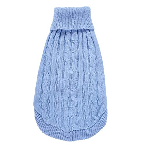 Chborchicen Small Dog Sweaters Knitted Pet Cat Sweater Warm Dog Sweatshirt Dog Winter Clothes Kitten Puppy Sweater (Medium,Light Blue) #TOP5
