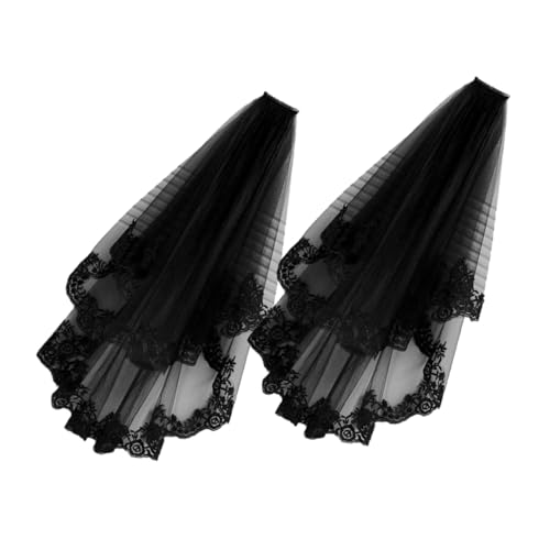 Tocado de bruja de encaje negro corto para cosplay de Halloween y diadema de fiesta