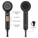 slopehill Professional Ionic Hair Dryer, Powerful 1800W Fast Drying Low Noise Blow Dryer with 2 Concentrator Nozzle 1 Diffuser Attachments for Home Salon Travel (Black) - Image 4