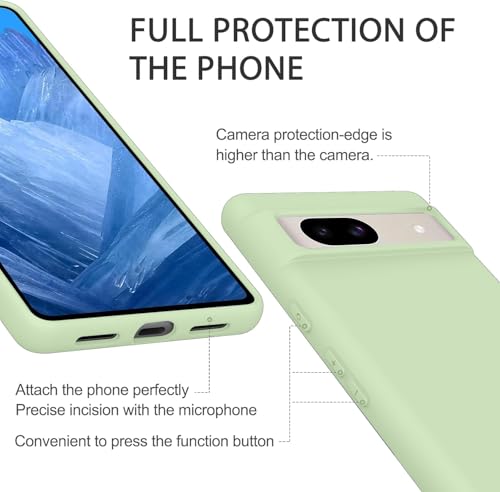 Image of MOBILOVE Back Cover Case for Google Pixel 8a | Pure Liquid Soft Matte Silicone Case with Logo and Comes with Camera and Screen Protection Back Cover for Google Pixel 8a (Mint Green)