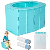 Yaunming Kindertoilette Faltbares Töpfchen Töpfchen für Unterwegs, Baby Töpfchen mit Aufbewahrungstasche + Reinigungsbeuteln, tragbare Kindertoilette für Innen- und Außenbereich (Camping & Auto)