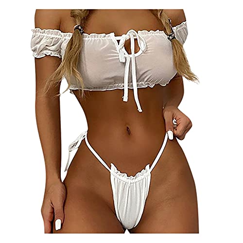 Kolylong®Zweiteilige Dessous Set Damen Sexy Erotische Reizwäsche Bra und Slip Erotik Tops Unterwäsche und Slip Set Push Up Bra Unterwäsche Set Erotik Nachtwäsche für Frauen