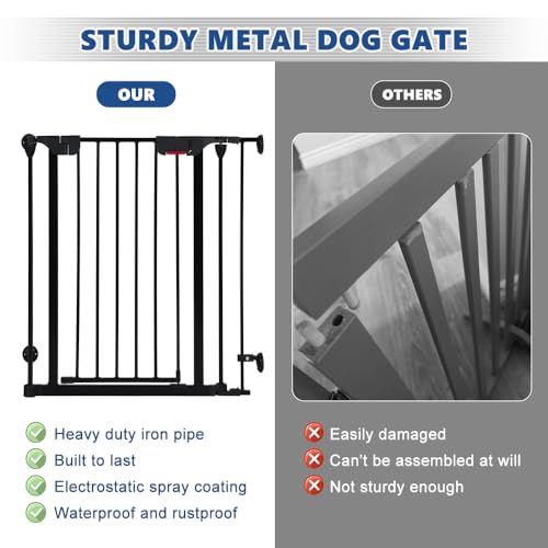AGESISI Freestanding Dog Gates with Door Walk Through, Extra Wide Doggy Door 100" W x 29" H Pet Gate Safty 4 Panels Dog Fence for Stairs, Doorways by AGESISI - Image 3