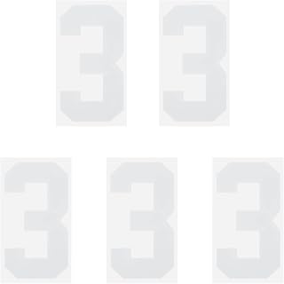 MECCANIXITY Iron on Number 3 Heat Transfer 8" White Single Number for Team Uniform, Sports T-Shirt, Football, Basketball, Baseball Pack of 5